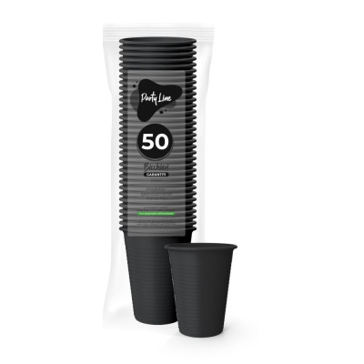 Confezione da 50 Bicchieri NERO in plastica monouso - 200cc - 100% riciclabili