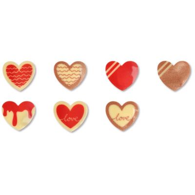 Set 7 CUORI in Cioccolato per decorazione torte e dolci - 3x2,8cm