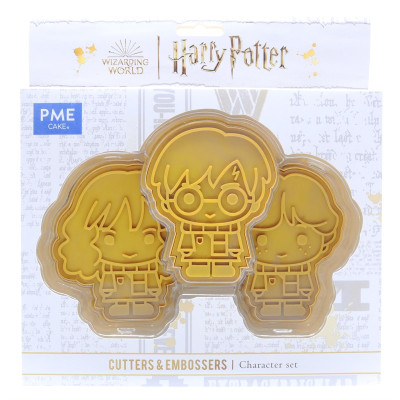 Set 3 Tagliapasta - Harry Potter per biscotti e goffratura Harry Ron e Hermione - per realizzare e decorare biscoti torte e dol
