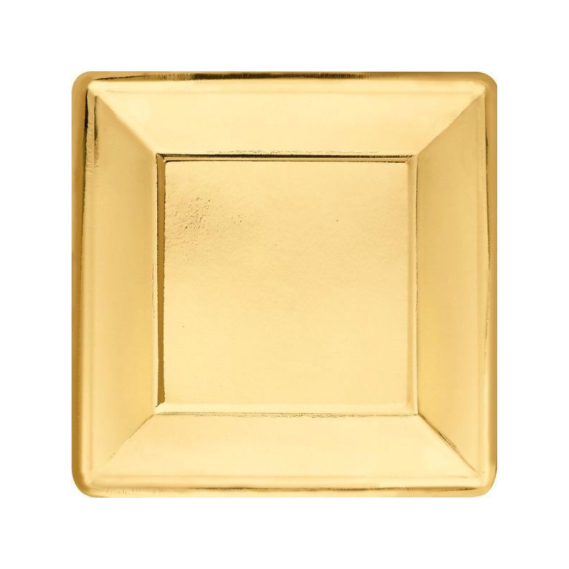8  Piatti ORO in carta monouso 19x19cm - addobbo decoro tavola