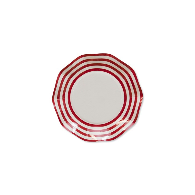 8 piatti dessert in carta monouso Ø21cm NAVY ROSSO marinaio