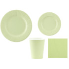 kit 40pz - Coordinato MONOCOLORE VERDE SALVIA tavola festa COMPOSTABILE - piatti, bicchieri tovaglioli