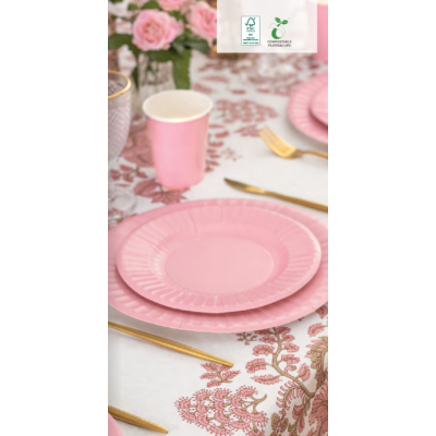 kit 40pz - Coordinato MONOCOLORE ROSA GERANIO tavola festa COMPOSTABILE - piatti, bicchieri tovaglioli