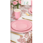kit 40pz - Coordinato MONOCOLORE ROSA GERANIO tavola festa COMPOSTABILE - piatti, bicchieri tovaglioli