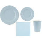 kit 40pz - Coordinato MONOCOLORE CELESTE BLU FIORDALISO tavola festa COMPOSTABILE - piatti, bicchieri tovaglioli
