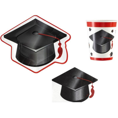 Coordinato tavola LAUREA BIODEGRADABILE per il LAUREATO e LAUREATA piatti  bicchieri tovaglioli