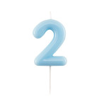 CANDELA numero 2 glossy AZZURRO CELESTE per torta - candelina numerale per torte e dolci
