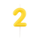 CANDELA numero 2 glossy GIALLO per torta - candelina numerale per torte e dolci