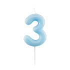 CANDELA numero 3 glossy AZZURRO CELESTE per torta - candelina numerale per torte e dolci