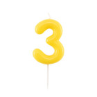 CANDELA numero 3 glossy GIALLO per torta - candelina numerale per torte e dolci
