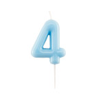 CANDELA numero 4 glossy AZZURRO CELESTE per torta - candelina numerale per torte e dolci