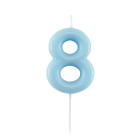 CANDELA numero 8 glossy AZZURRO CELESTE per torta - candelina numerale per torte e dolci