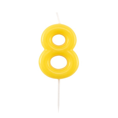 CANDELA numero 8 glossy GIALLO per torta - candelina numerale per torte e dolci