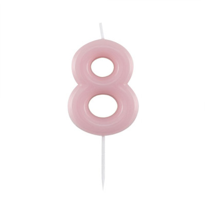 CANDELA numero 8 glossy ROSA per torta - candelina numerale per torte e dolci