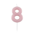 CANDELA numero 8 glossy ROSA per torta - candelina numerale per torte e dolci