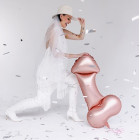 PALLONCINO pallone in foil Mylar a forma PENE pisellino rosa gold - 55,5x112cm