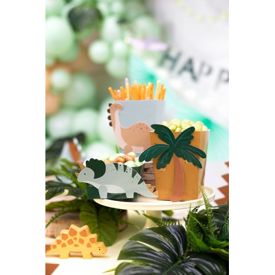 Set 6 scatole per snack DINOSAURI IN CARTA 2 piccole e 4 grandi