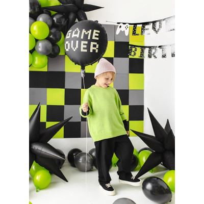 Palloncino foil mylar GAME OVER colore NERO con scritta beige - 45 cm