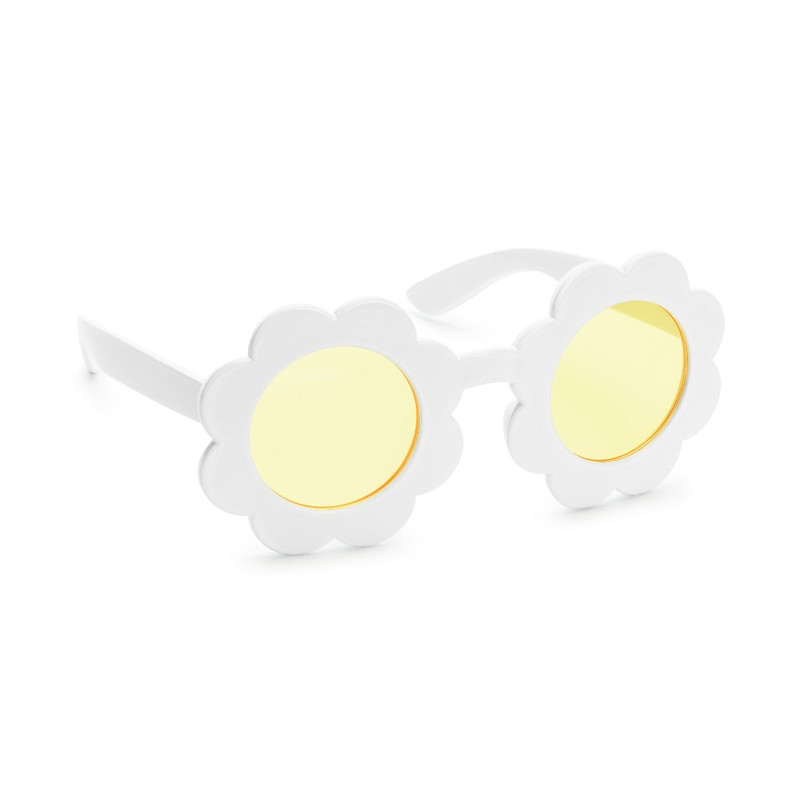 Occhiali da sole con lenti a forma di MARGHERITA BIANCA con lenti gialle