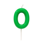 CANDELA numero 0 glossy VERDE per torta - candelina numerale per torte e dolci