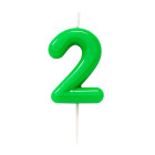 CANDELA numero 2 glossy VERDE per torta - candelina numerale per torte e dolci