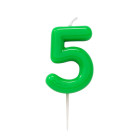 CANDELA numero 5 glossy VERDE per torta - candelina numerale per torte e dolci
