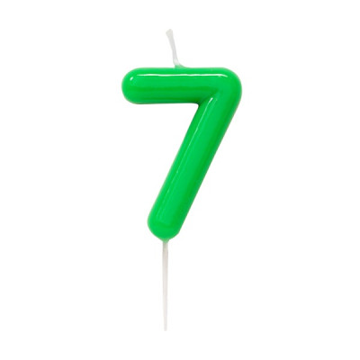 CANDELA numero 7 glossy VERDE per torta - candelina numerale per torte e dolci