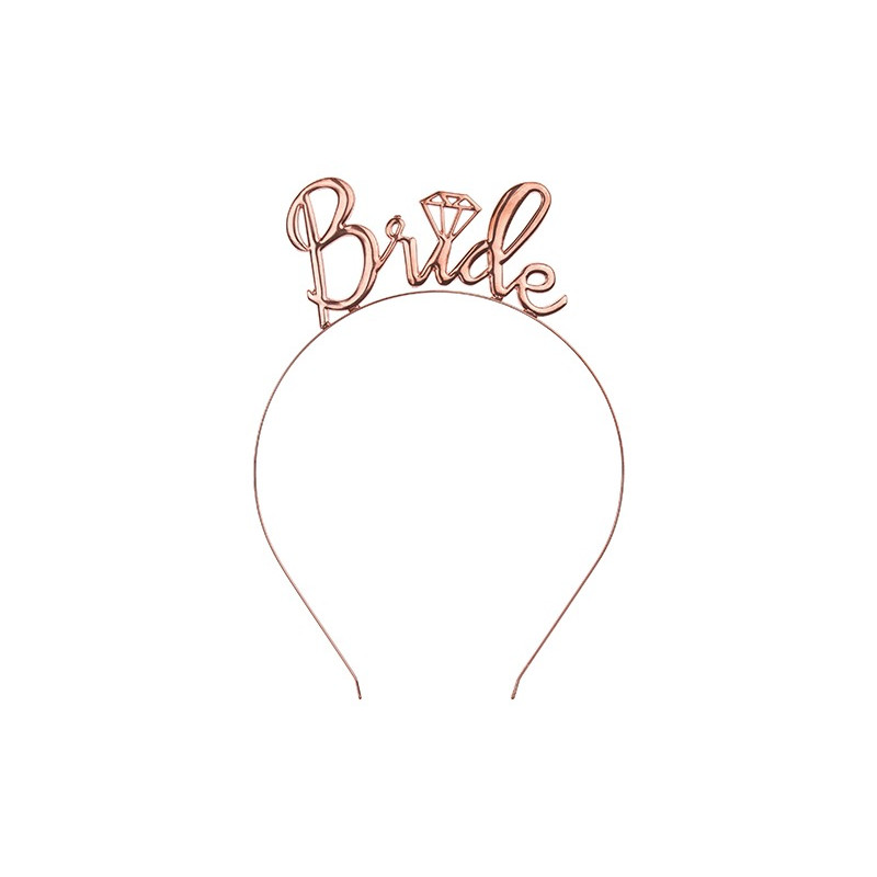 Cerchietto in metallo con scritta Bride in colore rosa gold