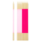 10 Candele fucsia rosa e oro Mezzo Stelo Matita candeline in cera per torte H15,5 cm