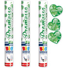 3 Cannone SPARACORIANDOLI CUORI Verde PROMESSA - Tubo lancia coriandoli 30cm