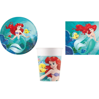 Coordinato tavola festa Ariel SIRENETTA Disney - piatti, tovaglioli, bicchieri