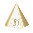 4 CAPPELLINI compleanno 40 anni  in carta Happy 40 to you ORO lucido e bianco