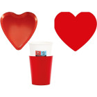 Coordinato feste tavola CUORE ROSSO San Valentino piatti bicchieri tovaglioli 32 pz