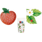 Coordinato feste tavola FRAGOLA COCCINELLA e FIORELLINI  piatti bicchieri tovaglioli 32 pz