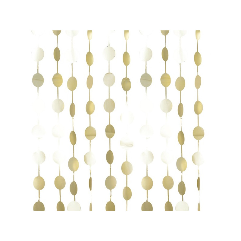 TENDA ORO satinato tendina sfere frange festone per scenario, addobbo decoro feste 2x2mt