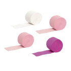 Set 4 rotoli carta crespa rosa, fucsia, bianco cm 4,5 X 25 mt per allestimenti sfondi