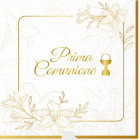 Coordinato feste tavola PRIMA COMUNIONE ELEGANT bianco e oro piatti bicchieri tovaglioli