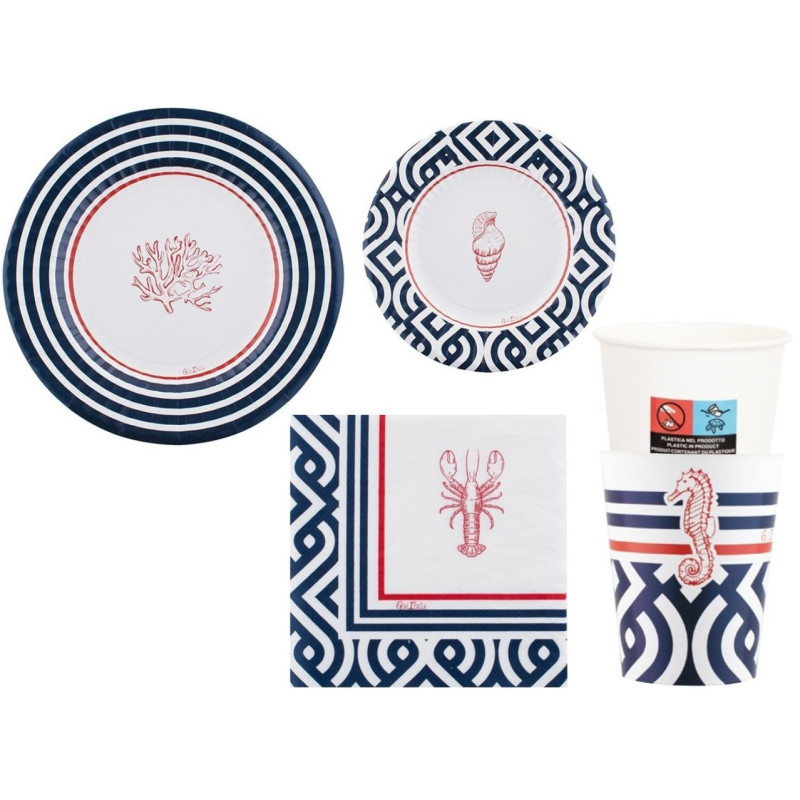 Coordinato festa Estate Mare Portofino piatti bicchieri tovaglioli