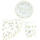 Coordinato festa DANZA DI FIORI piatti piccoli bicchieri tovaglioli