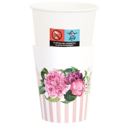 Coordinato festa FLORAL  PINK Peonie rosa piatti piccoli bicchieri tovaglioli