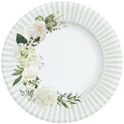 Coordinato festa FLORAL WHITE  Peonie bianco piatti piccoli, tovaglioli