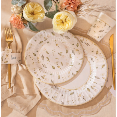 Coordinato festa DANZA DI FIORI piatti piccoli bicchieri tovaglioli