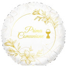 Pallone PRIMA COMUNIONE Bianco e oro - PALLONCINO 45cm - gonfiabile ad elio