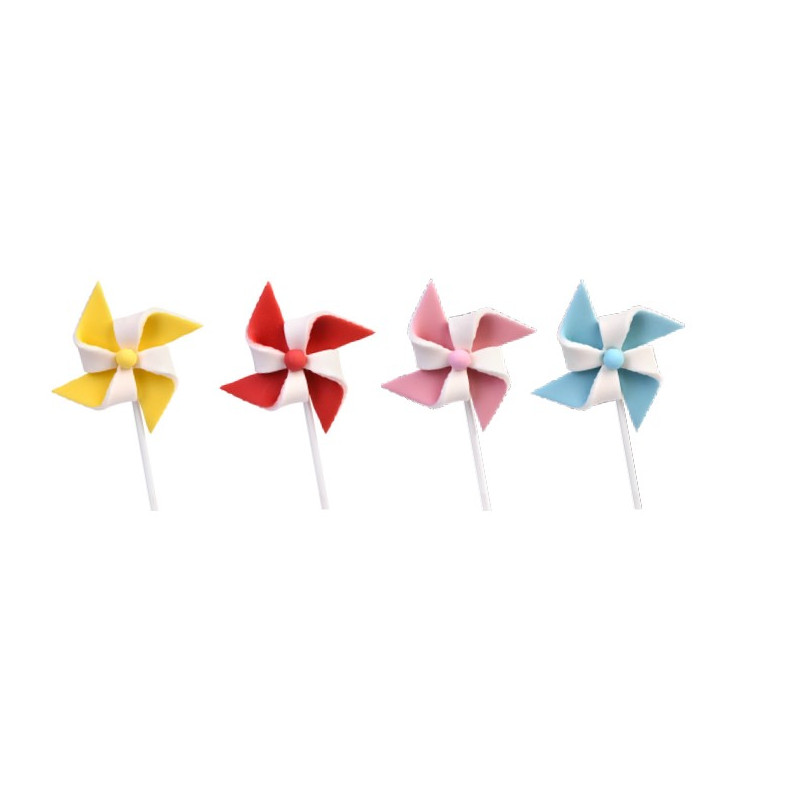 Kit 4 girandole zucchero con bastoncino 5 cm colori assortiti