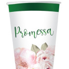 Coordinato feste tavola PROMESSA con fiori piatti bicchieri tovaglioli