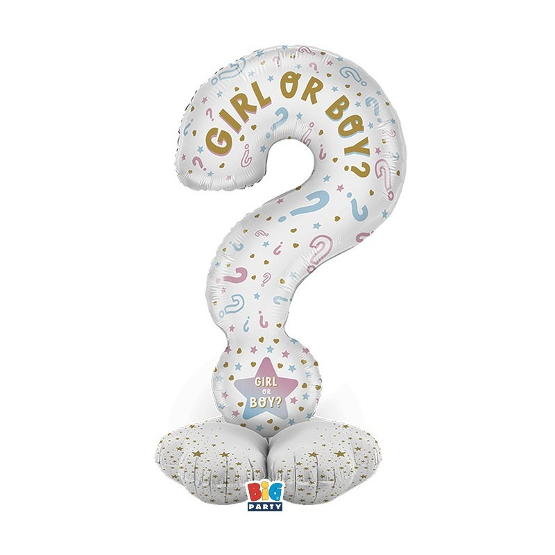 Pallone GIGANTE a Forma di Punto interrogativo 76x166cm - Gender Reveal Question PALLONCINO gonfiabile ad aria