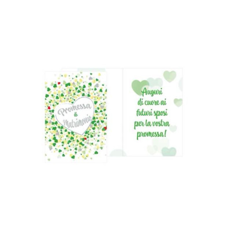 Biglietto d'auguri augurale di Promessa sposi con stampa cuore completo di busta