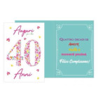 Biglietto d'auguri augurale 40 anni Compleanno con numero a fiori - completo di busta