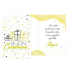 Biglietto d'auguri augurale Buon Compleanno con scritta Oro lucido - completo di busta