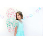 10 PALLONCINI in lattice Crystal Clear TRASPARENTE con POIS a cuore ROSA